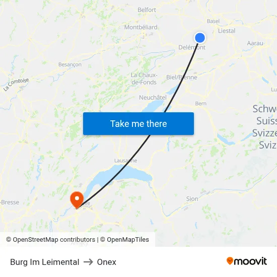 Burg Im Leimental to Onex map