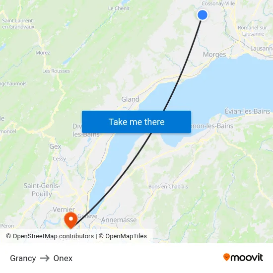 Grancy to Onex map
