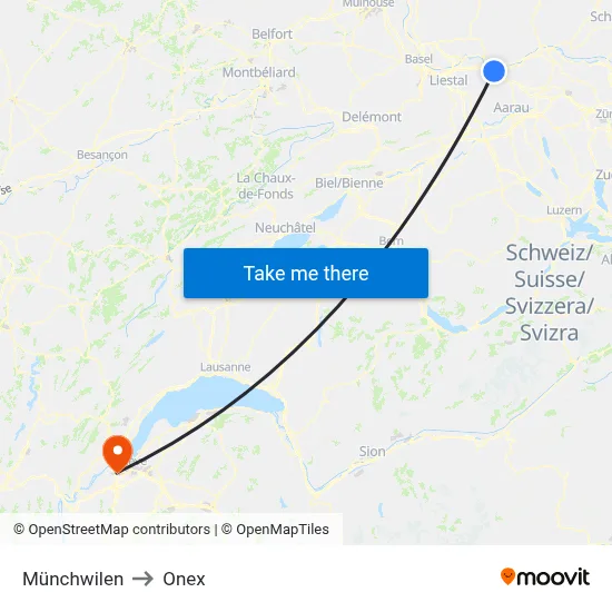 Münchwilen to Onex map