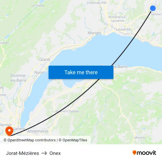 Jorat-Mézières to Onex map