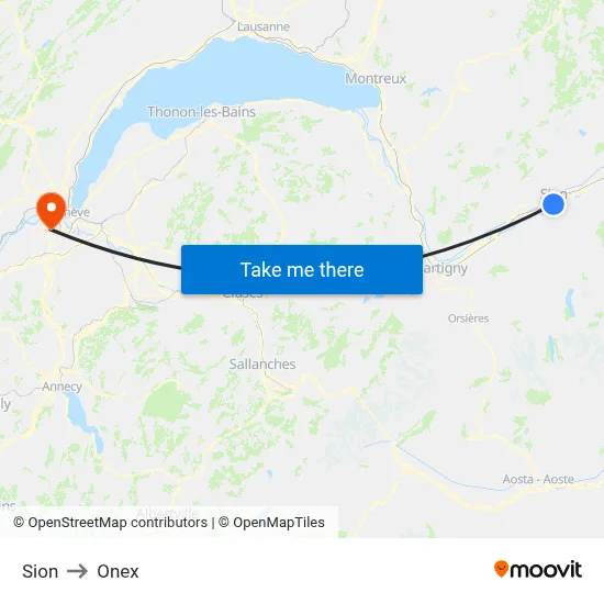 Sion to Onex map