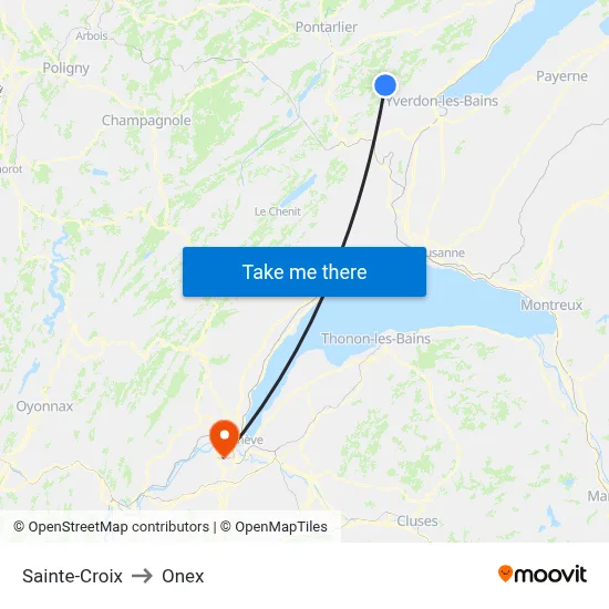 Sainte-Croix to Onex map