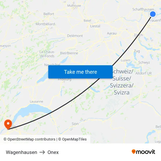 Wagenhausen to Onex map