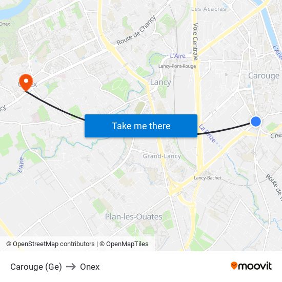 Carouge (Ge) to Onex map