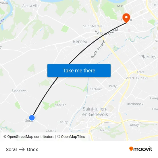 Soral to Onex map