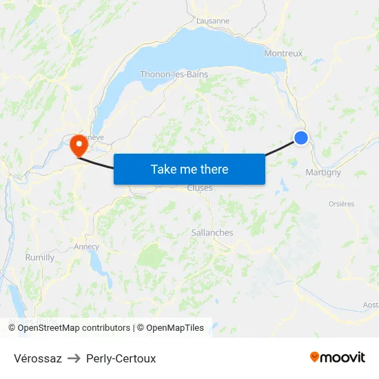 Vérossaz to Perly-Certoux map