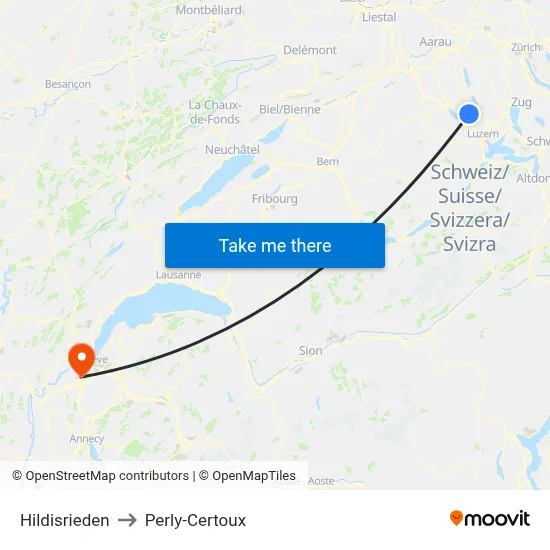 Hildisrieden to Perly-Certoux map