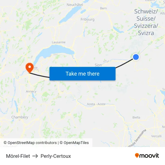 Mörel-Filet to Perly-Certoux map