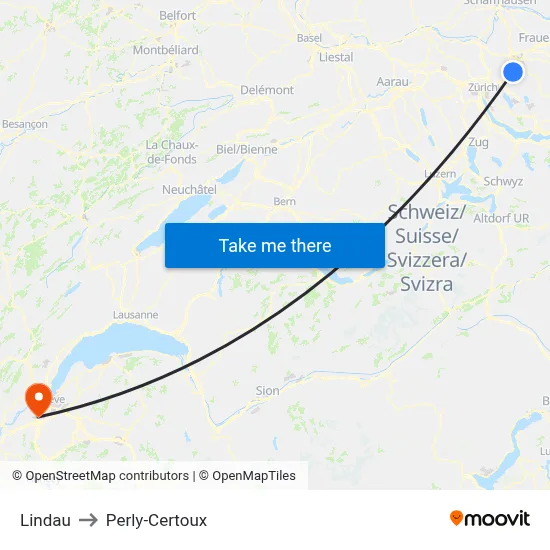 Lindau to Perly-Certoux map