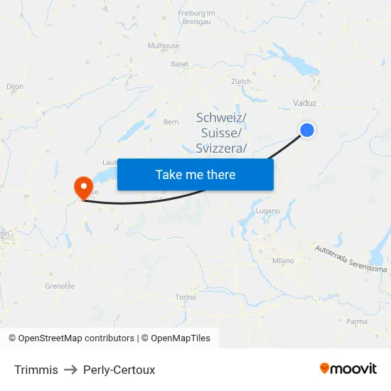 Trimmis to Perly-Certoux map