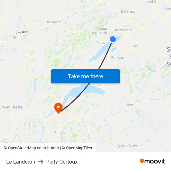 Le Landeron to Perly-Certoux map