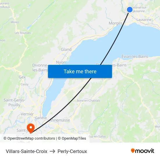 Villars-Sainte-Croix to Perly-Certoux map