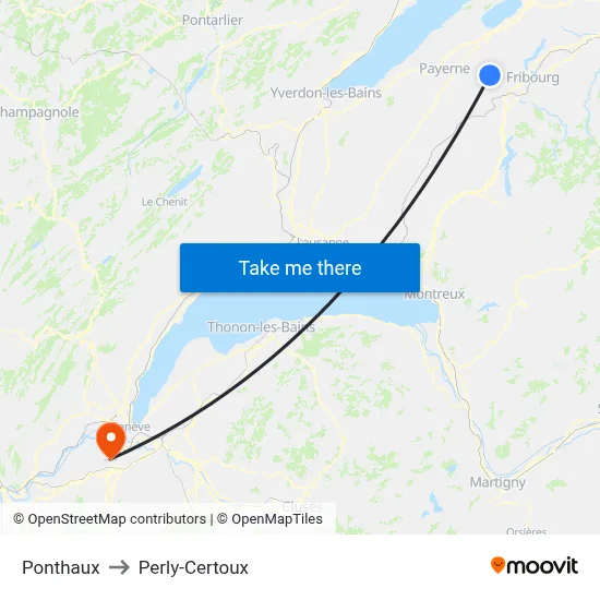 Ponthaux to Perly-Certoux map