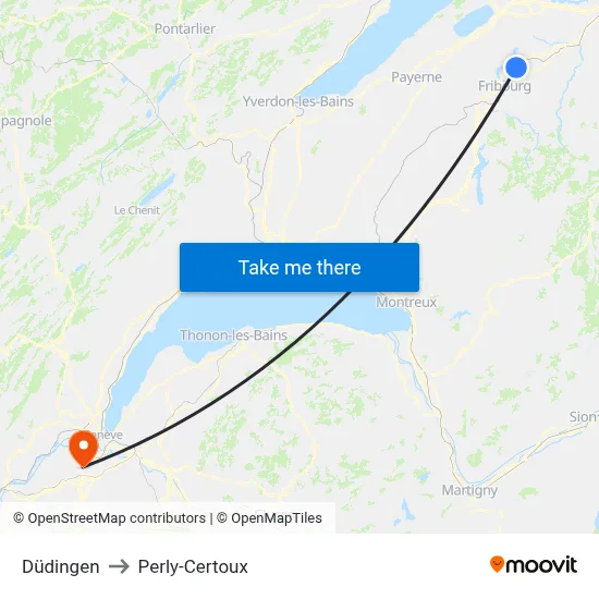 Düdingen to Perly-Certoux map