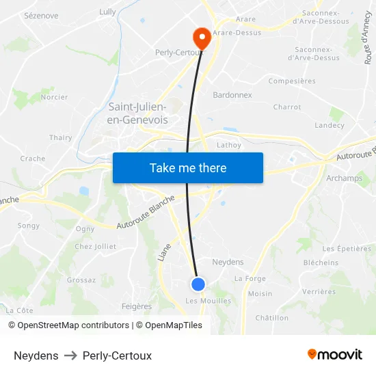 Neydens to Perly-Certoux map