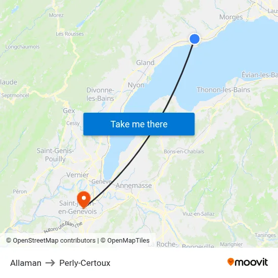Allaman to Perly-Certoux map