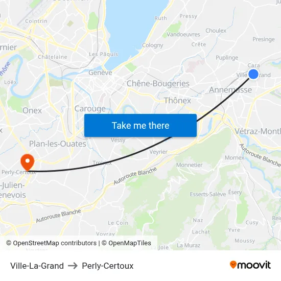Ville-La-Grand to Perly-Certoux map