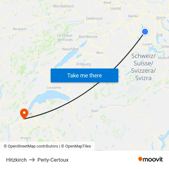 Hitzkirch to Perly-Certoux map