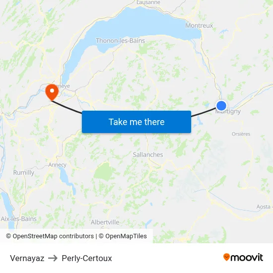 Vernayaz to Perly-Certoux map
