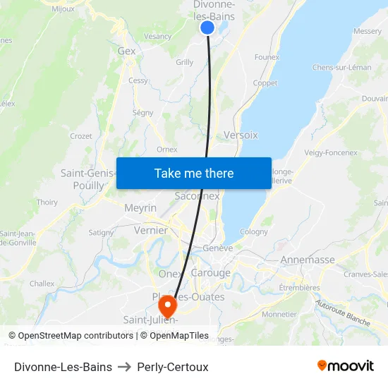 Divonne-Les-Bains to Perly-Certoux map