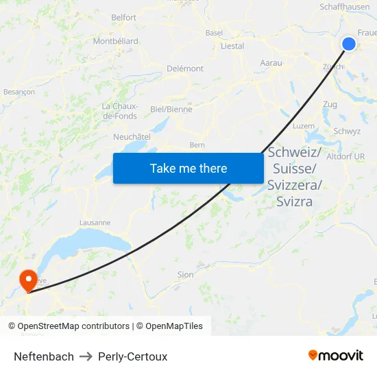 Neftenbach to Perly-Certoux map