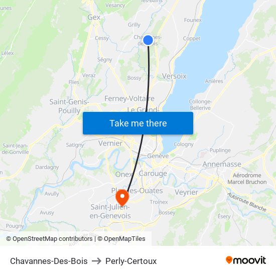 Chavannes-Des-Bois to Perly-Certoux map