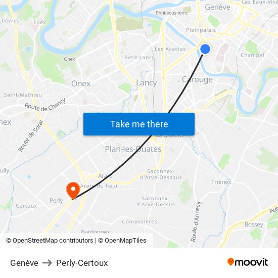 Genève to Perly-Certoux map