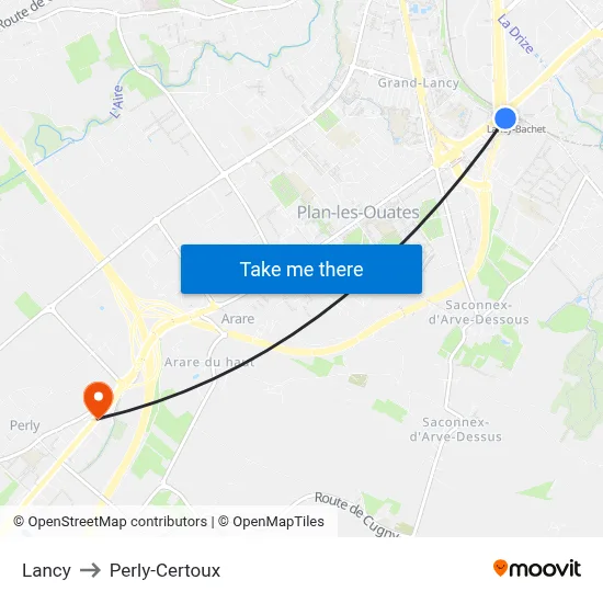 Lancy to Perly-Certoux map