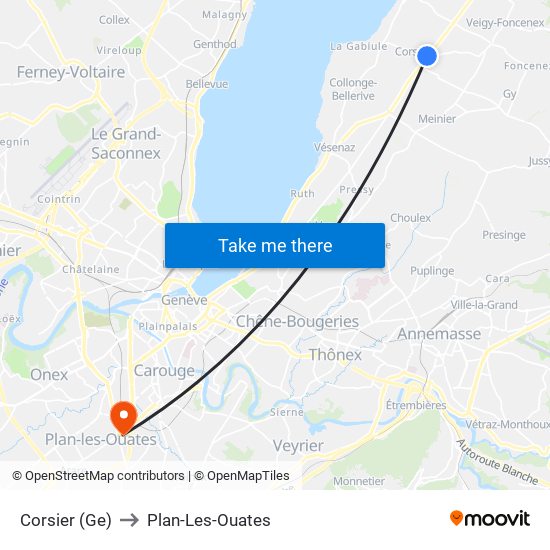 Corsier (Ge) to Plan-Les-Ouates map