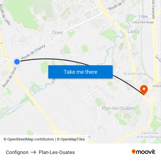 Confignon to Plan-Les-Ouates map