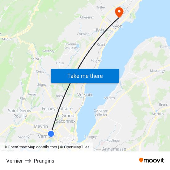 Vernier to Prangins map