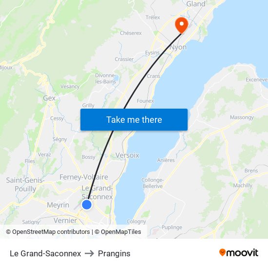 Le Grand-Saconnex to Prangins map