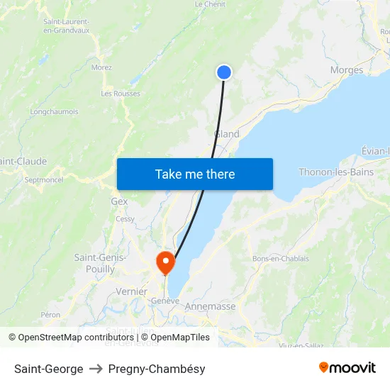 Saint-George to Pregny-Chambésy map
