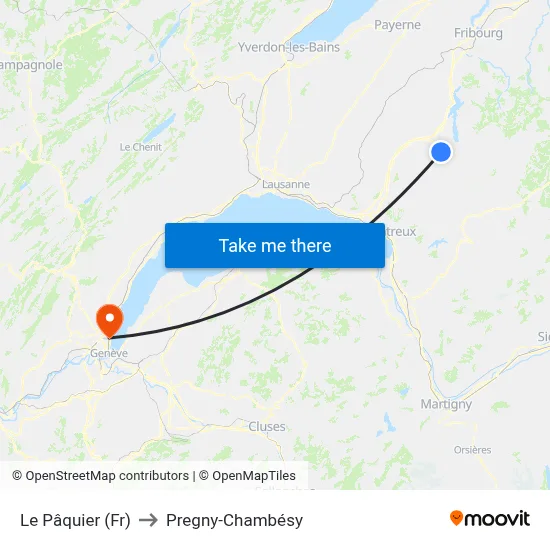 Le Pâquier (Fr) to Pregny-Chambésy map
