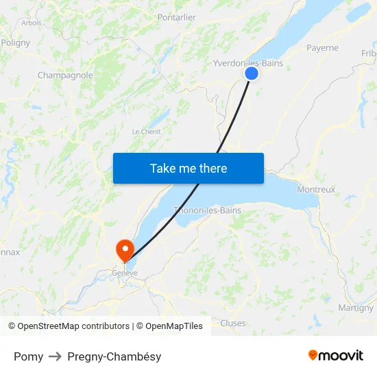 Pomy to Pregny-Chambésy map