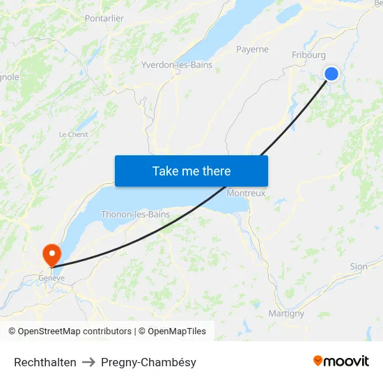 Rechthalten to Pregny-Chambésy map
