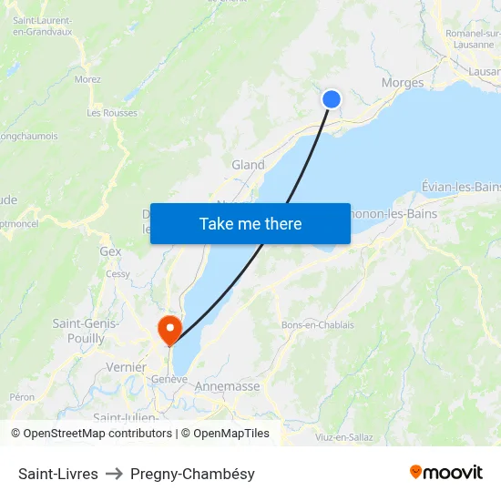 Saint-Livres to Pregny-Chambésy map