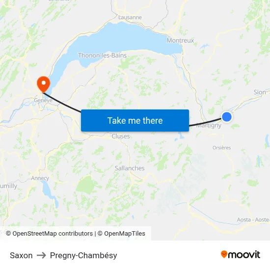 Saxon to Pregny-Chambésy map