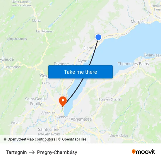 Tartegnin to Pregny-Chambésy map