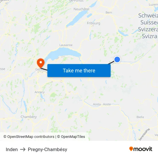 Inden to Pregny-Chambésy map