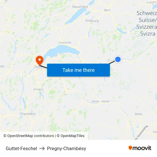 Guttet-Feschel to Pregny-Chambésy map