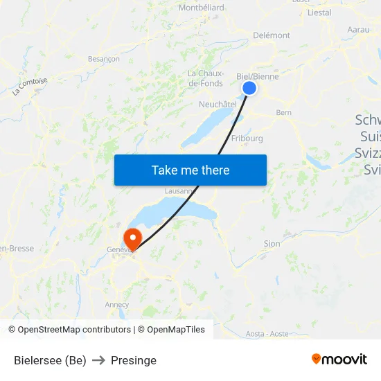 Bielersee (Be) to Presinge map