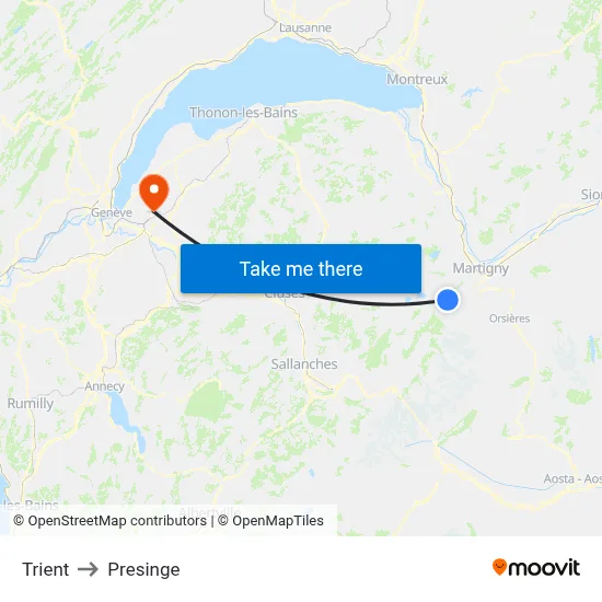 Trient to Presinge map