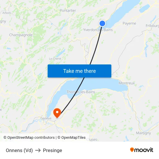 Onnens (Vd) to Presinge map