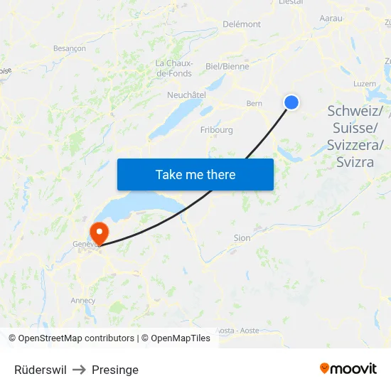 Rüderswil to Presinge map