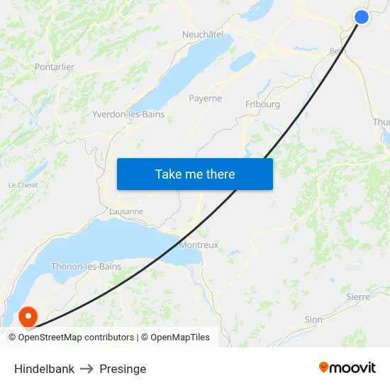 Hindelbank to Presinge map
