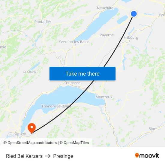 Ried Bei Kerzers to Presinge map
