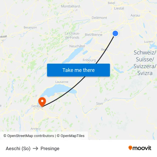 Aeschi (So) to Presinge map