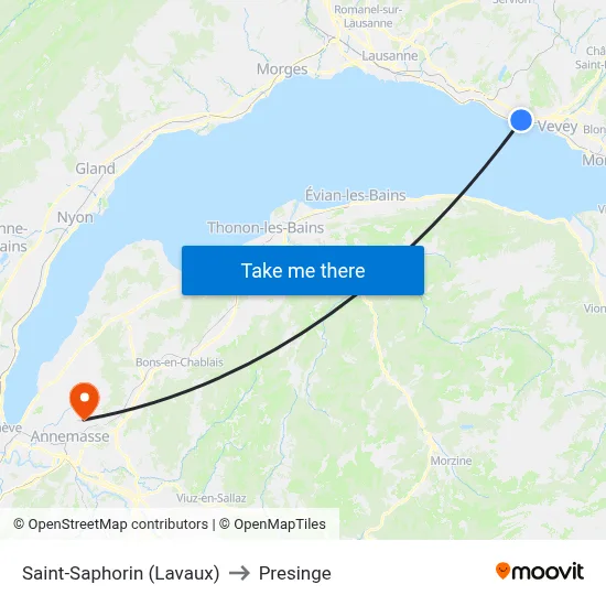 Saint-Saphorin (Lavaux) to Presinge map