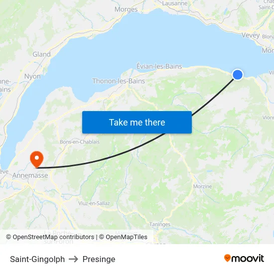 Saint-Gingolph to Presinge map